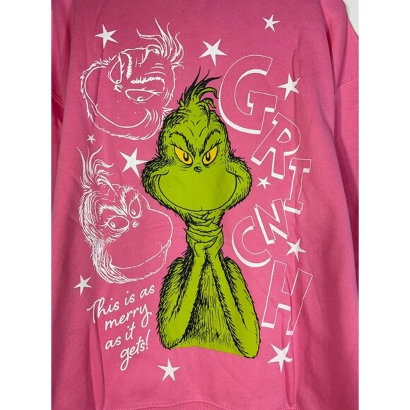 The Grinch Womens Graphic Christmas Sweatshirt Medium 8-10 Pink - Picture 5 of 8